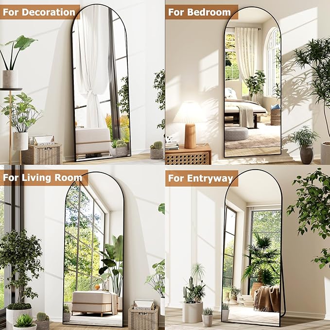 GLSLAND-21x64 inch Arched Full Length Mirror-Aluminum Alloy Frame High - Image 6