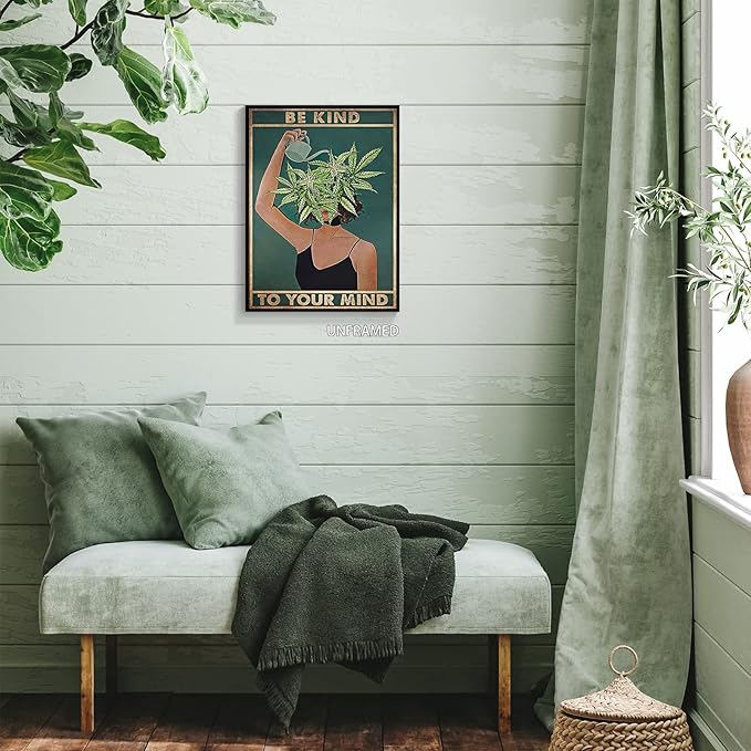 Vintage Be Kind To Your Mind Poster Mental Health Quote Canvas Wall Art Posters - Image 4