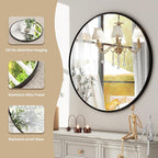 HARRITPURE Round Mirror 24 Black Wall Mounted Circle Mirrors Vanity Mirror - Image 4