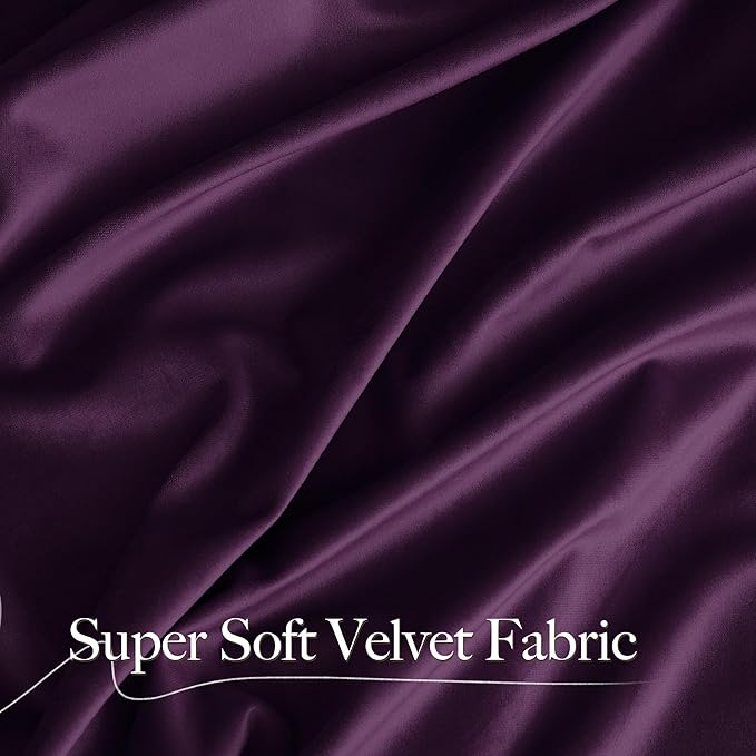 NICETOWN Blackout Purple Gothic Velvet Curtains 96 inch Long, Dark Purple - Image 7