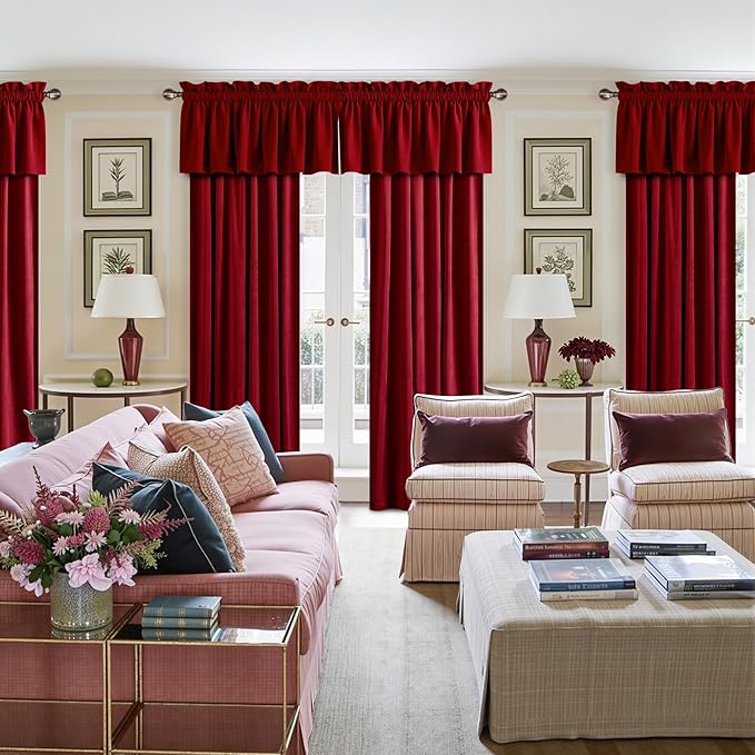 NICETOWN Red Velvet Valance Curtains - Image 3