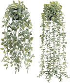 Der Rose 2Pcs Fake Plants Hanging Artificial Decor Faux Potted Eucalyptus and by DerRose