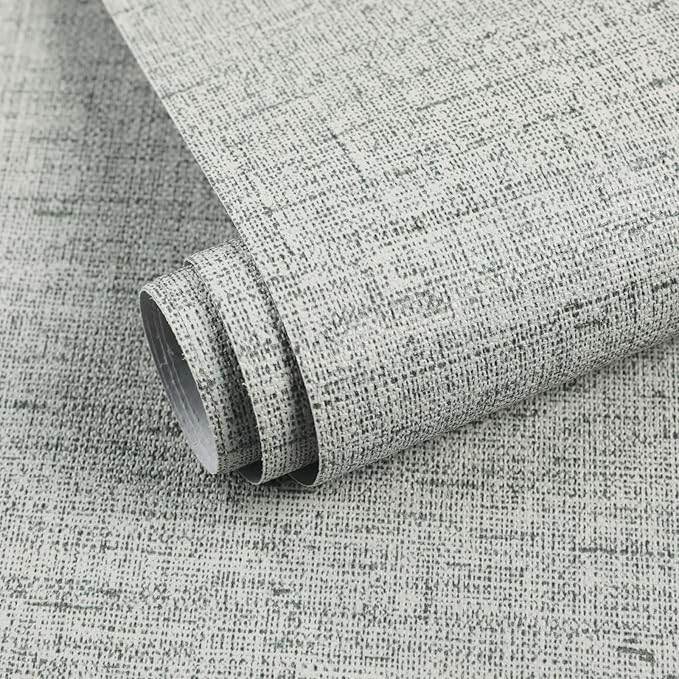 15.75"x590.6" Gray Grasscloth Wallpaper Peel and Stick Removable Textured Wall by MANONIRIA