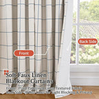 Lajode Navy Blue Linen Blackout Curtains - Image 3