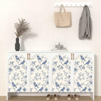 Beige Wallpaper Peel and Stick Blue Floral Bird Vintage Contact Paper 17.5" x - Image 7
