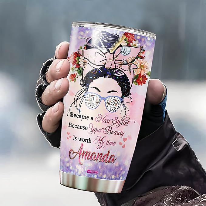 WAZONE Personalized Knitting Tumbler Customized Name Stainless Steel Insulated Cup 20oz 30oz Christmas Birthday Gift For Girls Women Yarn Crochet Lover Knitters Cute Crocheting Things