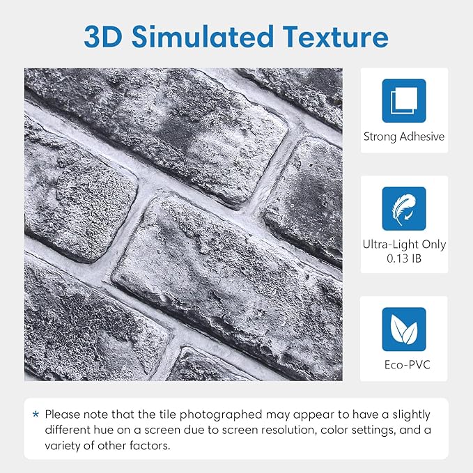 COMSTICKC 3D Faux Brick Wall Panels Peel and Stick, Small Size Thin PVC - Image 3