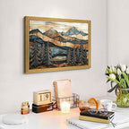 Vintage Boho Mountain Wall Art, Framed Landscape Canvas Wall Art, Nature Forest - Image 6
