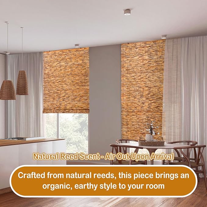 DoubleFill 3 Pcs Bamboo Shades Outdoor Reed Roll Up Blinds 48" W x 72" H - Image 5
