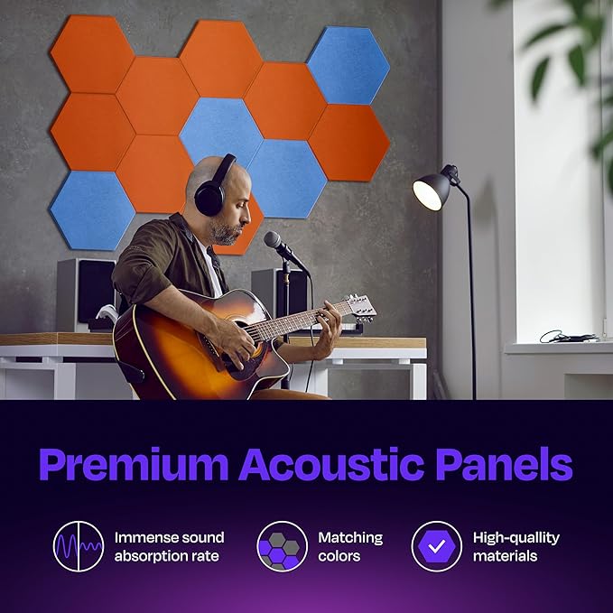 Acoustic Panels 12-Pack Soundproof Wall Panels 14"X12.1"X0.4" Sound Panels High - Image 2