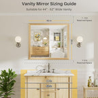 40x36 Inch Bathroom Mirror for Wall, Anti-Rust Oak Wood Grain Metal Framed - Image 2