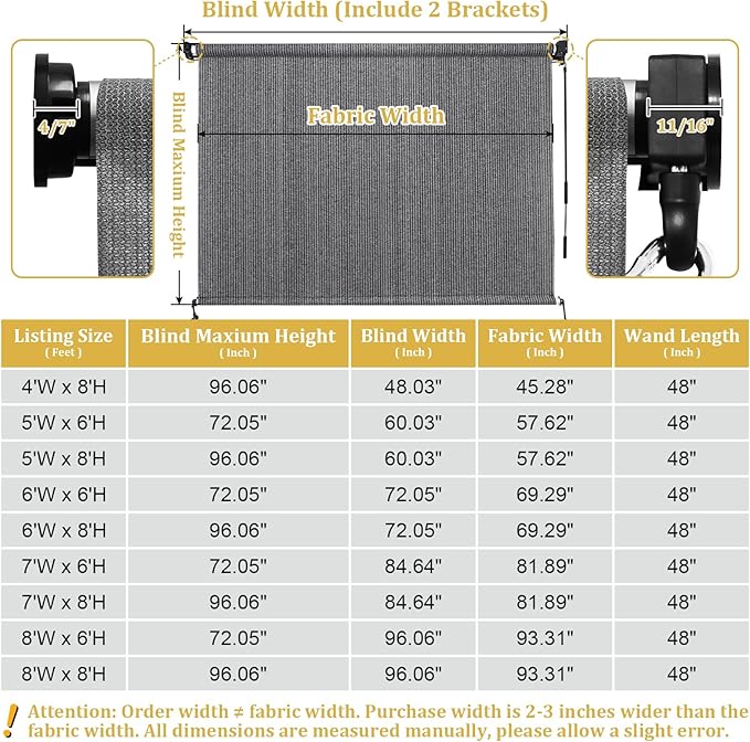 Shade&Beyond Outdoor Roller Shades 4' W x 8' H Cordless Patio Roll Up Blinds - Image 3
