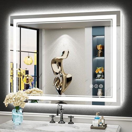 40x32 LED Bathroom Mirror with Lights, Backlit and Front Lit Anti-Fog Lighted by Awandee