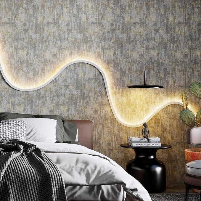 JiffDiff Vintage Metallic Peel and Stick Wallpaper Industrial Metallic Concrete - Image 3
