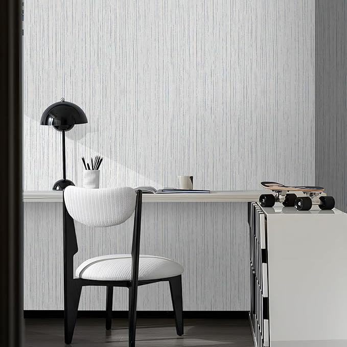 Beige Grey Grasscloth Peel and Stick Wallpaper 15.74" x 196.85" Boho Grass - Image 8