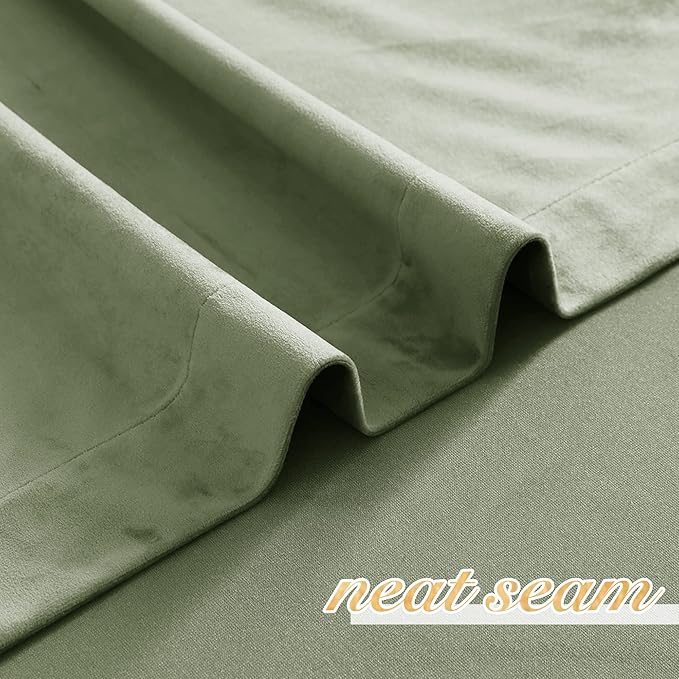 NICETOWN Sage Green Velvet Curtains 54 inches Long 2 Panels - Image 7