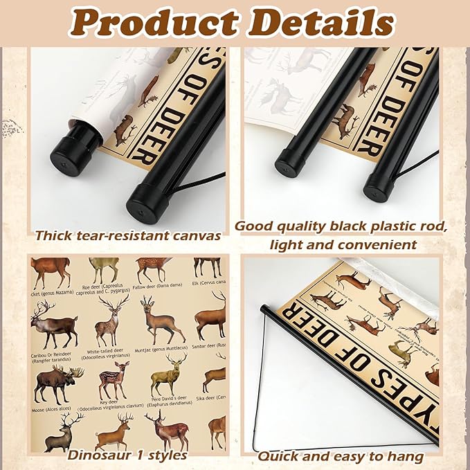 Geyee Deer Vintage Poster Wall Decor Deer Hunting Art Knowledge Picture Prints - Image 5