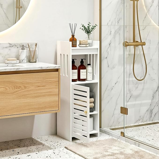 Narrow Bathroom Storage Cabinet, 4-Tier Slim Organizer - Image 2