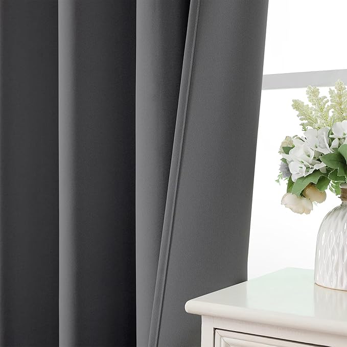 CUCRAF Light Grey Blackout Curtains 84 inch Length 2 Panels Set, Rod Pocket - Image 6