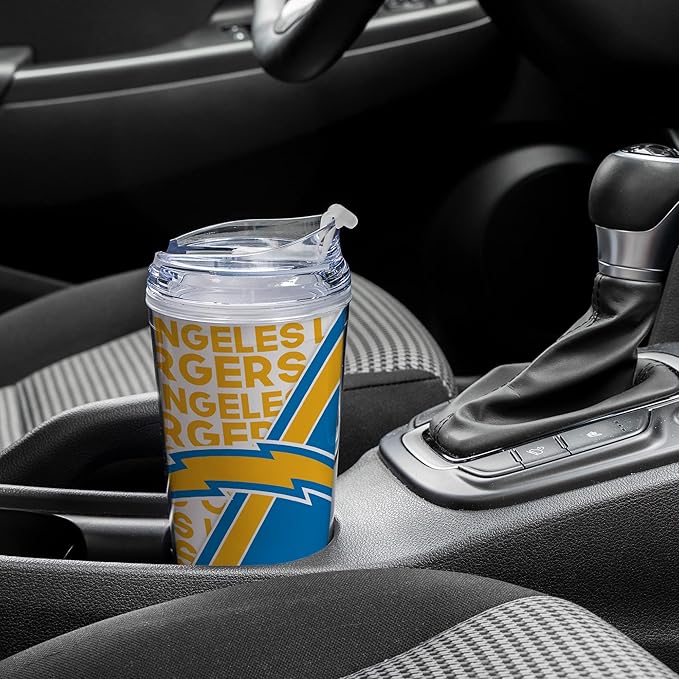NFL Football 24oz Acrylic Tumbler with Hinged Lid, Officially Licensed Double Wall Tumbler for NFL Fans