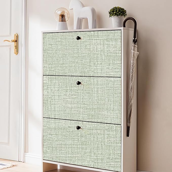 Green Grasscloth Peel and Stick Wallpaper 17.3"x120" Faux Linen Textured - Image 8