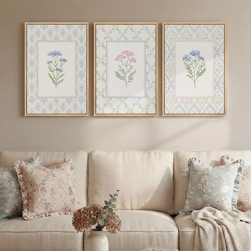 3 Piece Framed Canvas Floral Wall Art - Image 2