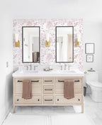 Yasinet Pink Floral Wallpaper Boho Peel and Stick Wallpaper Pink and White - Image 4