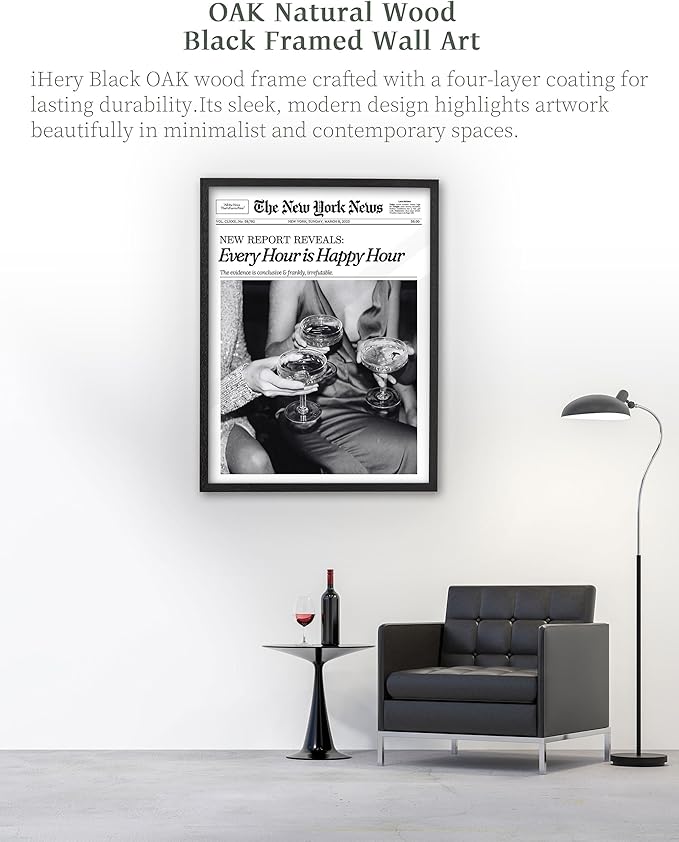 iHery Premium 12x16in Natural Black OAK Wood Trendy Every Hour is Happy Hour - Image 4