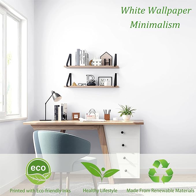 Safiyya 118"x17.7" Peel and Stick Wallpaper White Contact Paper Waterpoof Self - Image 2