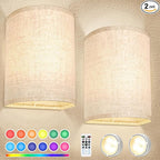 FINCMY Battery Operated Wall Sconces Set of Two, 18 RGB Colors Stick on Wall by FINCMY