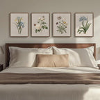 Framed Botanical Floral Wall Art, 4 Piece Vintage Flower Canvas Painting Prints - Image 2