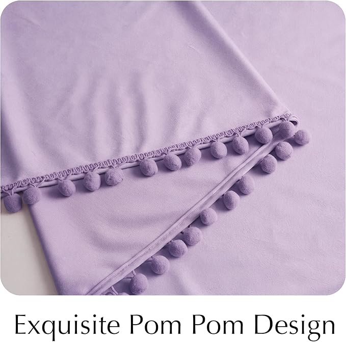 NICETOWN Lilac Purple Pom Pom Velvet Curtains 84 Inch Length - Image 6