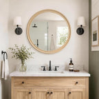 CULER Round Wall Mirrors 24 Inch, Natural Rustic Decorative Transitional Mirror - Image 2