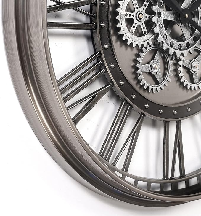 CLXEAST 28 Inch Original Real Moving Gear Wall Clock Roman Numerals, Oversized - Image 5