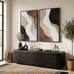 Large Framed Neutral Abstract Wall Art Set of 2 - Image 8