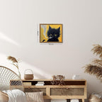 Vintage Framed Black Cat Wall Art, Mens Room Canvas Print Poster, Cool Animals - Image 3