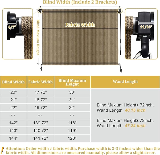 Shade&Beyond Custom Size Outdoor Roller Shades Cordless Patio Roll Up Blinds - Image 7