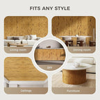 OUZUGIE 2 Pack 96x24 Inch Natural Bamboo Wall Panel – Yellow Burned Pole Wrap - Image 4