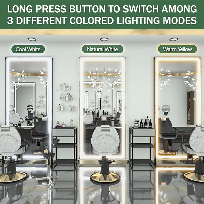 FENNIO Full Length Mirror with Lights, Free Standing Lighted Floor Mirror - Image 5