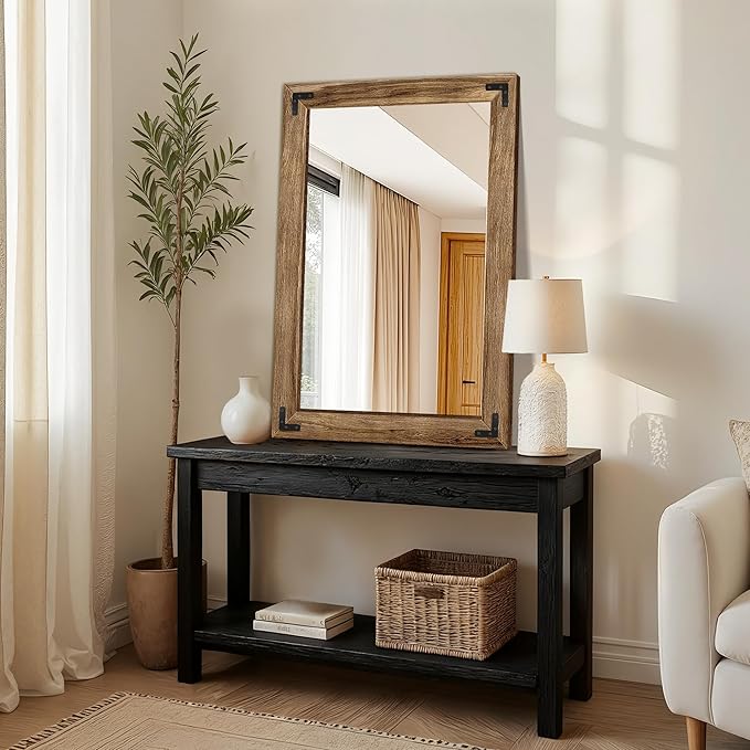 Wooden Bathroom Mirror for Wall, for Farmhouse, Living Room, Entryway Decor - Image 8