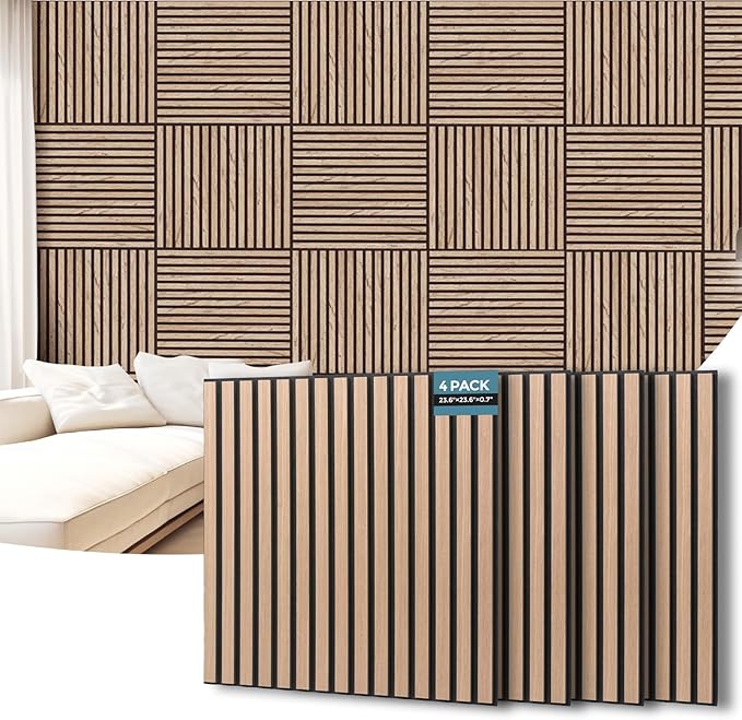 AKUMAX 4 Pack Wood Panels- 4x24x24Inches 3D Wall Panels Wood Wall, Decorative by AKUMAXWOODWALLPANELS