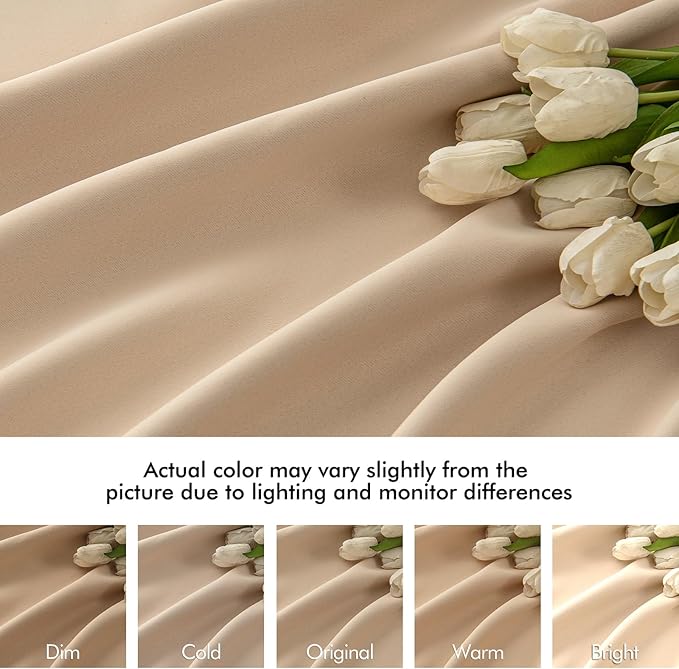 MIULEE Beige Back Tab Blackout Curtains 63 Inch Length 2 Panels Set - Image 8