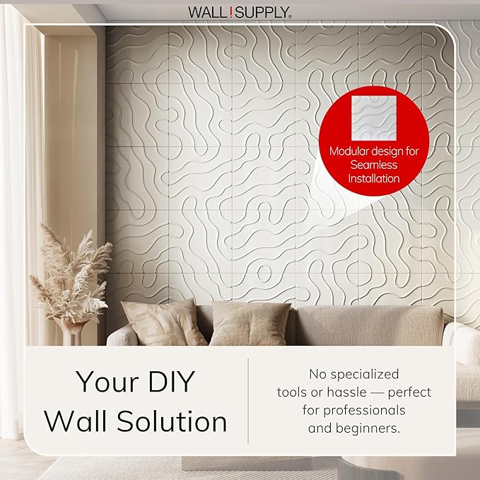 Wall!Supply - 3D Wall Panels – Flow Line White Wall Covering - Lightweight - Image 2