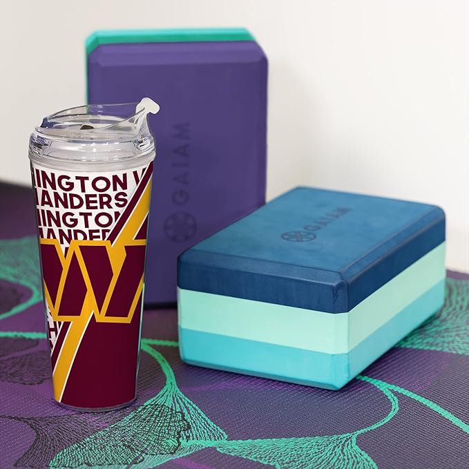 NFL Football 24oz Acrylic Tumbler with Hinged Lid, Officially Licensed Double Wall Tumbler for NFL Fans