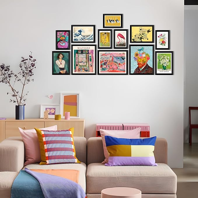 LANCHI95 12 Pcs Eclectic Wall Art Decor FRAMED, Eclectic Home Decor, Retro - Image 6