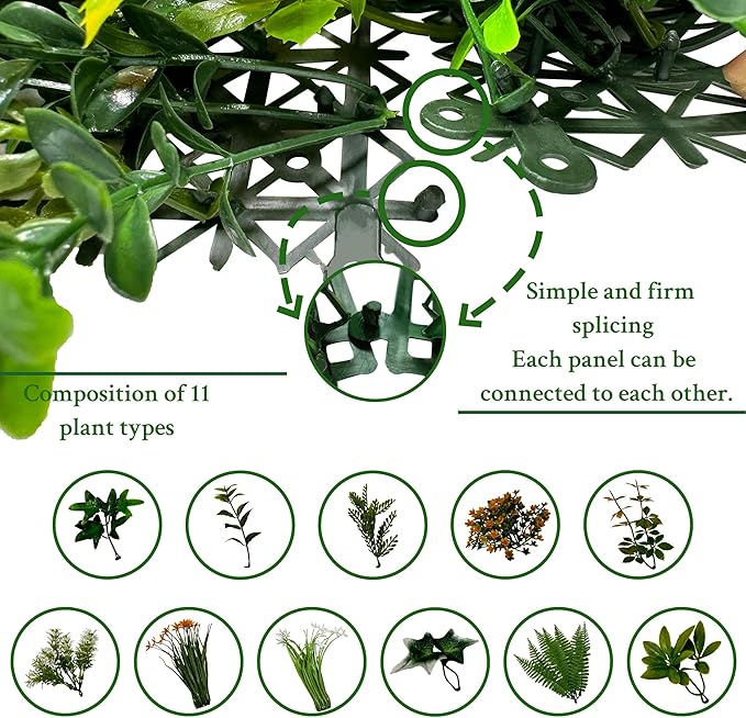ODTORY Artificial Boxwood Hedges Panels Roll: 20"x20" 12P UV-Anti Faux - Image 3