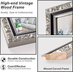 Large Antique Mirror, Rectangular Retro Vintage Silver Mirrors - Image 4