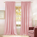 NICETOWN Baby Pink Velvet Curtains 84 inch Long 2 Panels - Image 2
