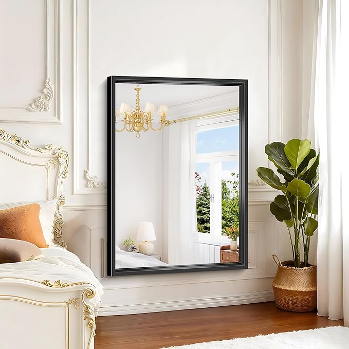 Black Rectangle Mirror, 48 x 36 Inch Large Bathroom Mirrors - Image 4