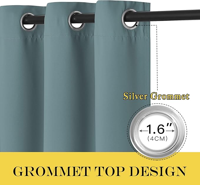 NICETOWN Blackout Classroom Curtain 63 inch Length, Grommet Solid Thermal - Image 2